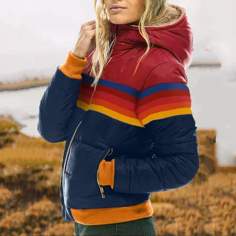 Cleo | Women’s Retro Color Block Puffer Jacket
