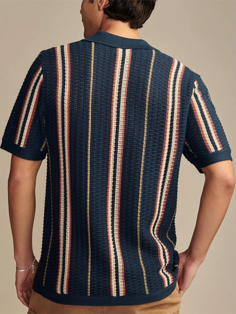 Brynden | Men’s Retro-Stripe Viscose Knit Shirt