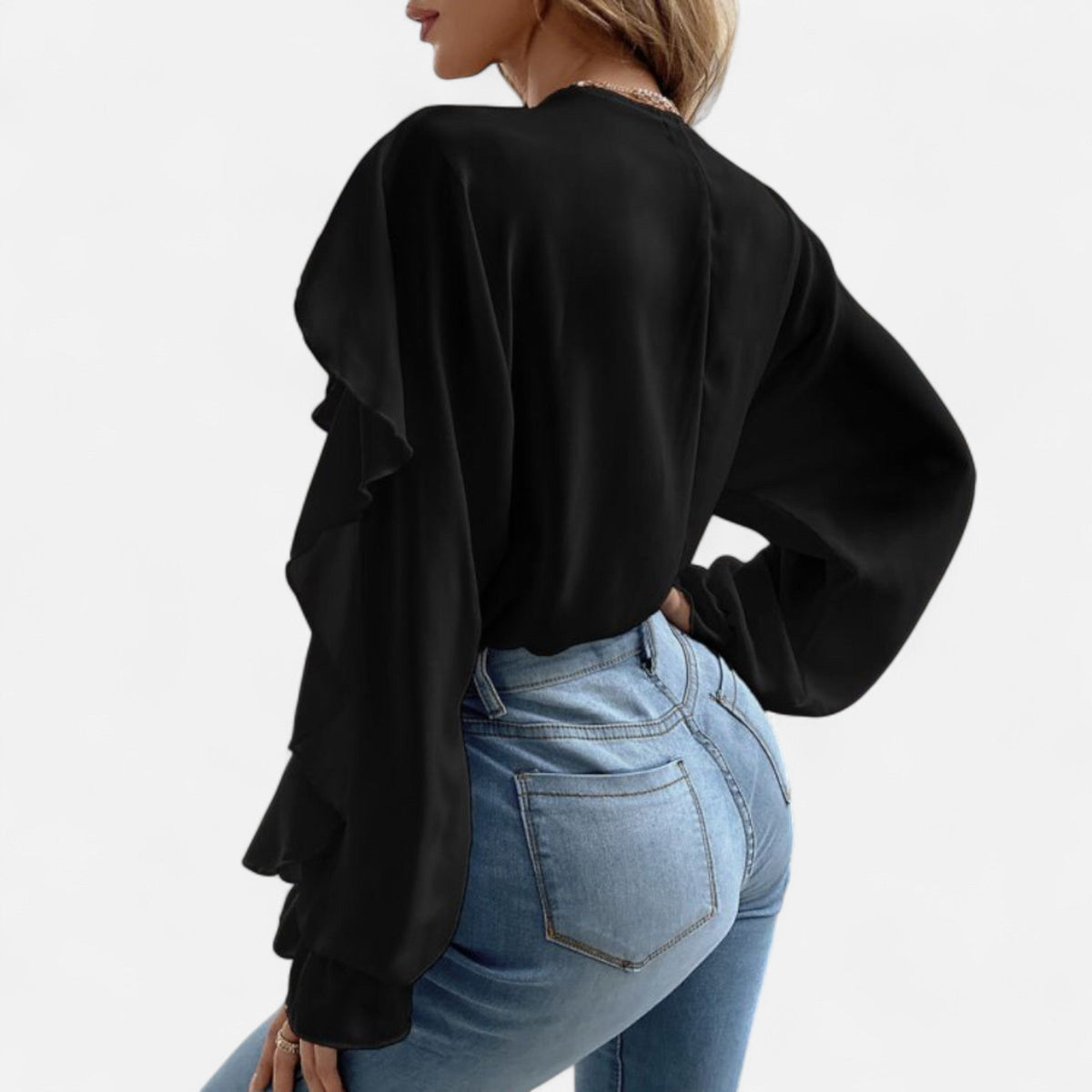 Javienne | Women’s V-Neck Ruffle Top – Elegant Flounce Style