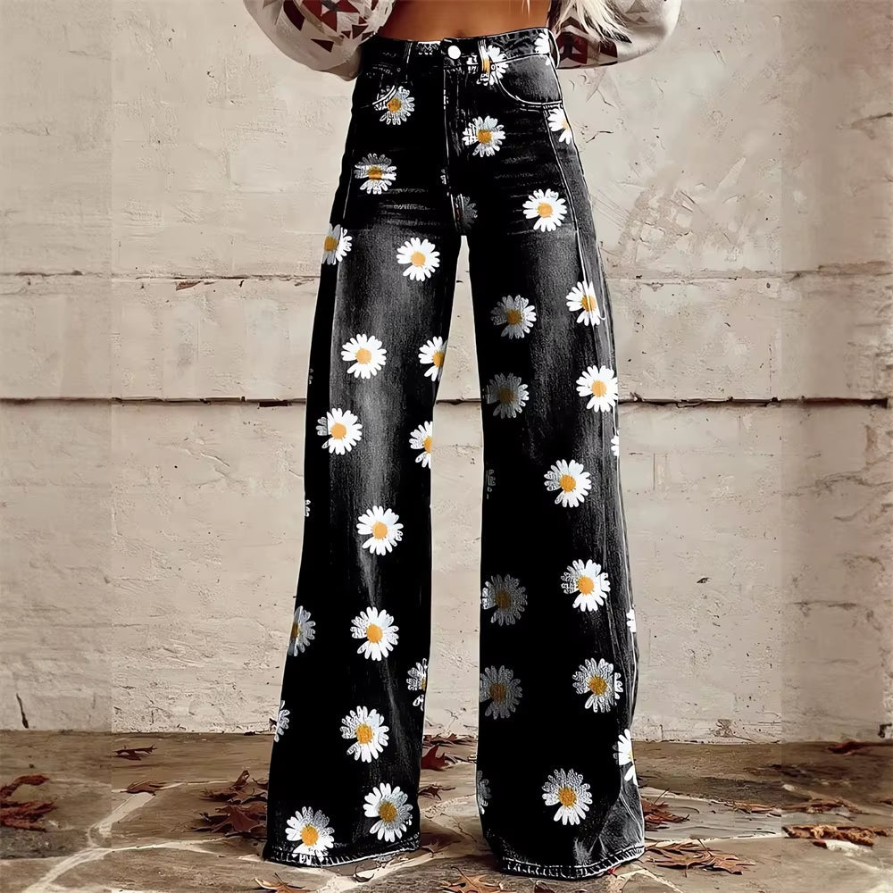 Marivara | Women’s Patterned Flared Jeans