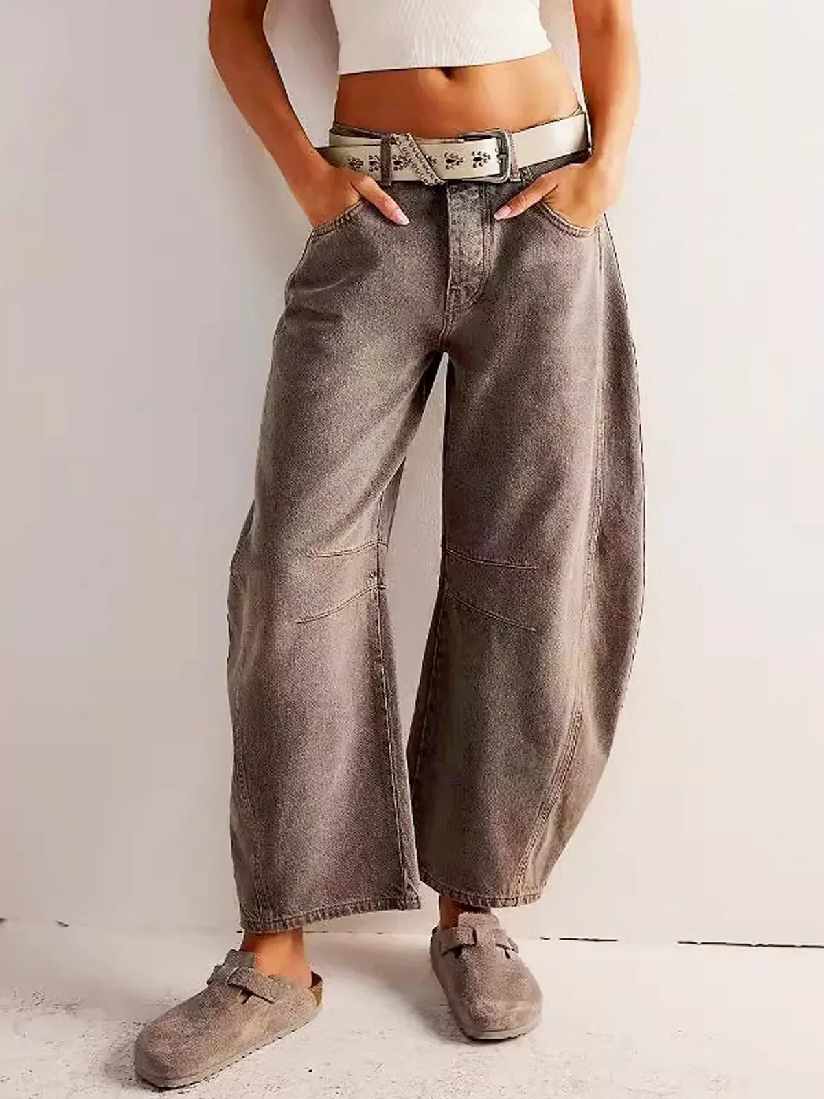 Lucille | Women’s Leopard Print Barrel Jeans