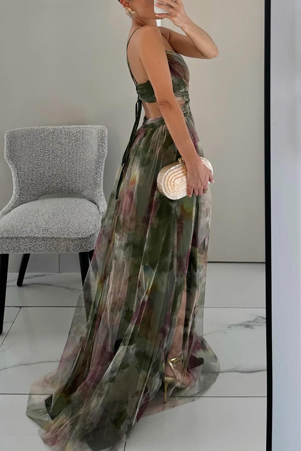 Khloe | Women’s Watercolor Crisscross Maxi Dress