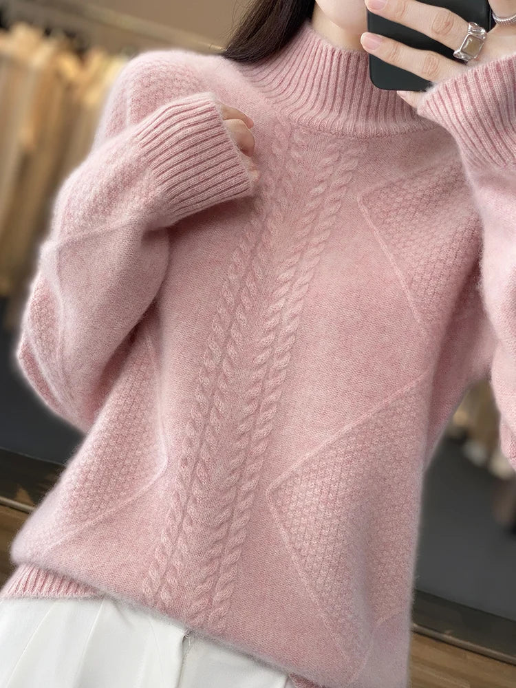 Montreux | Women’s Cashmere Cable-Knit Turtleneck Sweater