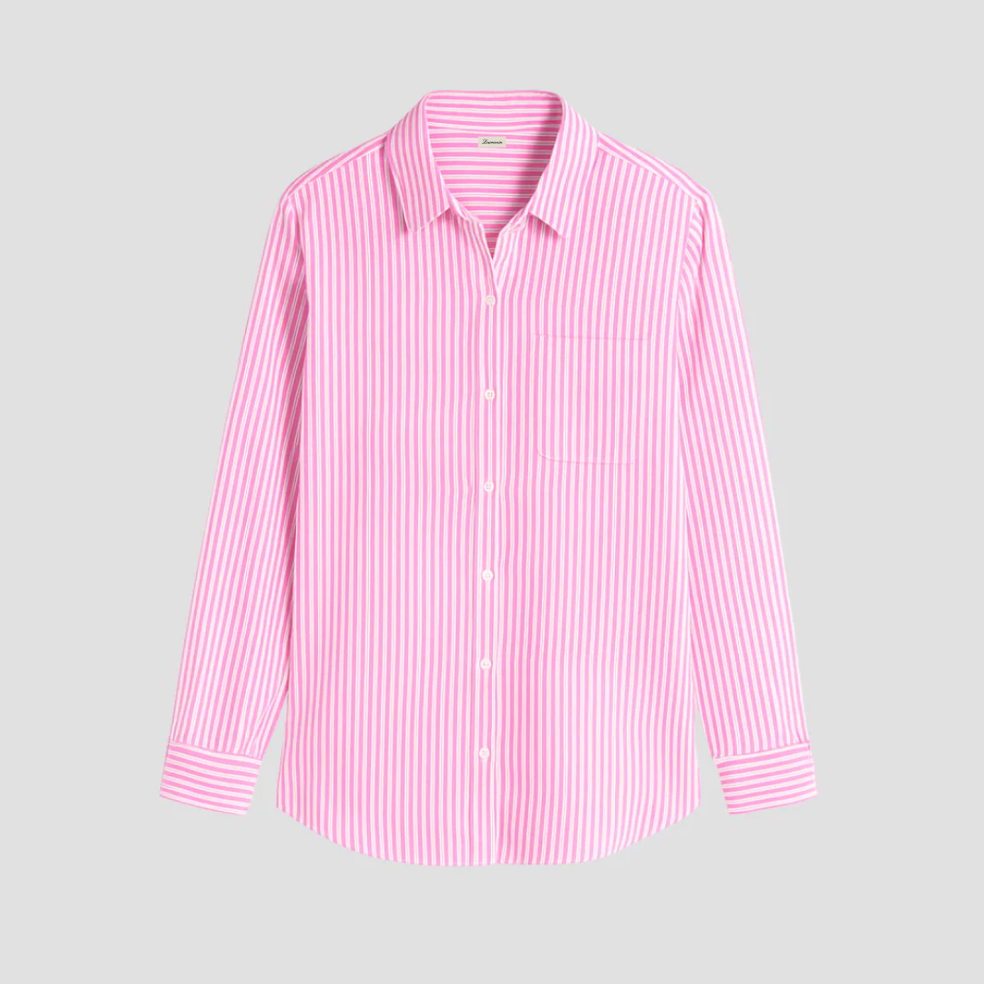 Brinley | Women’s Striped Cotton-Linen Blouse