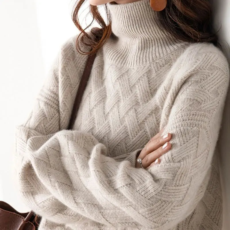 Wynera | Women’s High-Stretch Chevron Wool Sweater