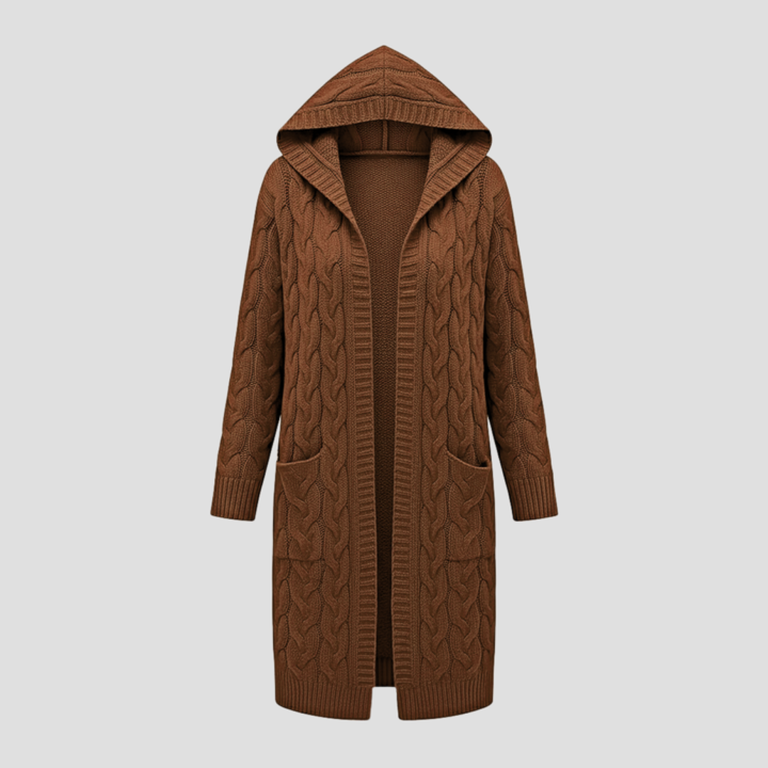 Sorellia | Women’s Knitted Long Cable Cardigan