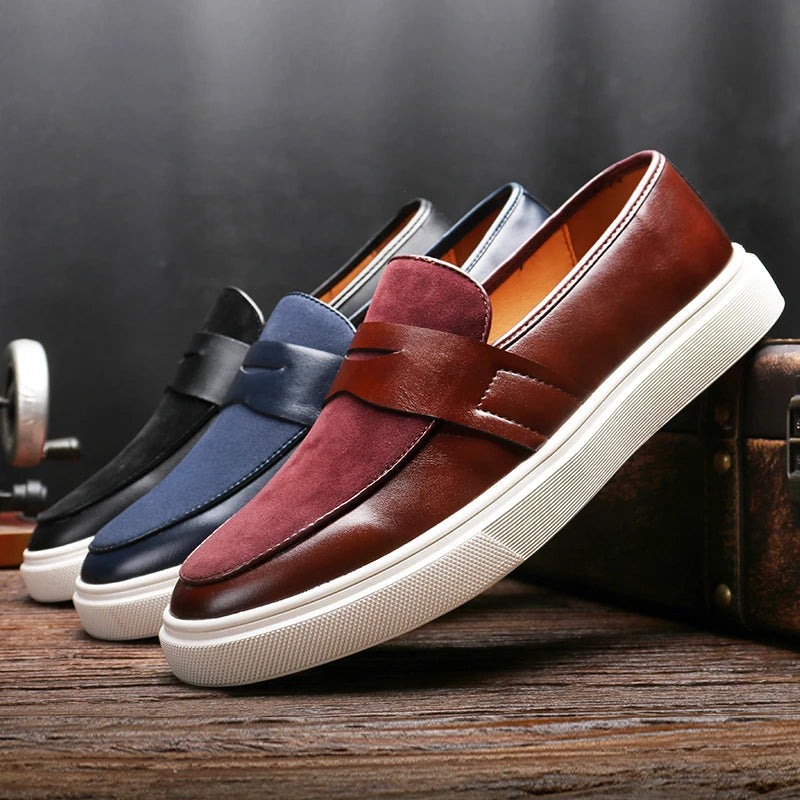 Zarven | Men’s Minimalist Leather & Suede Loafers