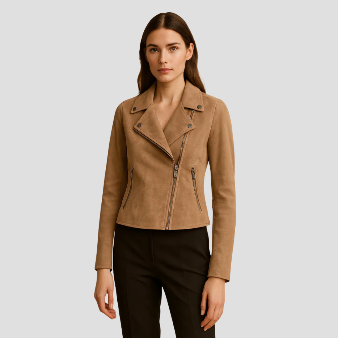 Varelle | Women’s Suede Leather Biker Jacket