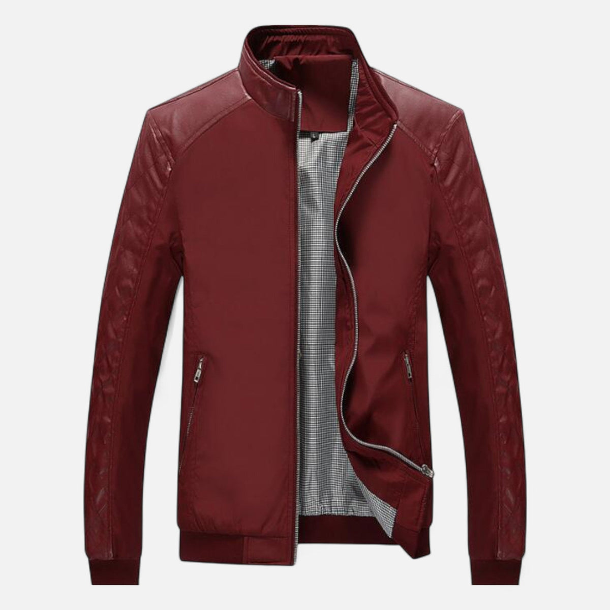 Kendros | Men’s Leather Bomber Jacket – Stand-Collar Elegance