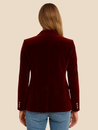 Gabriella | Velvet Blazer with Gold Button Accents
