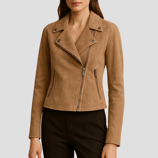 Varelle | Women’s Suede Leather Biker Jacket