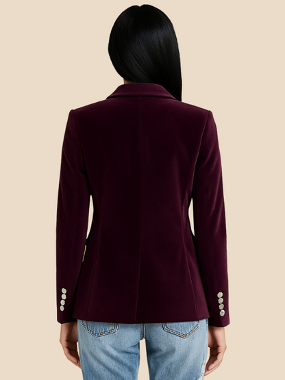 Gabriella | Velvet Blazer with Gold Button Accents