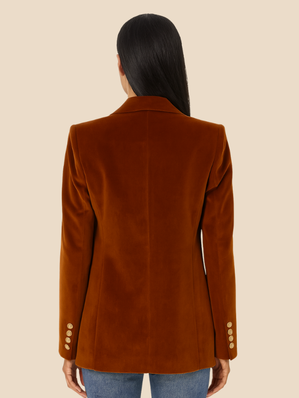 Gabriella | Velvet Blazer with Gold Button Accents