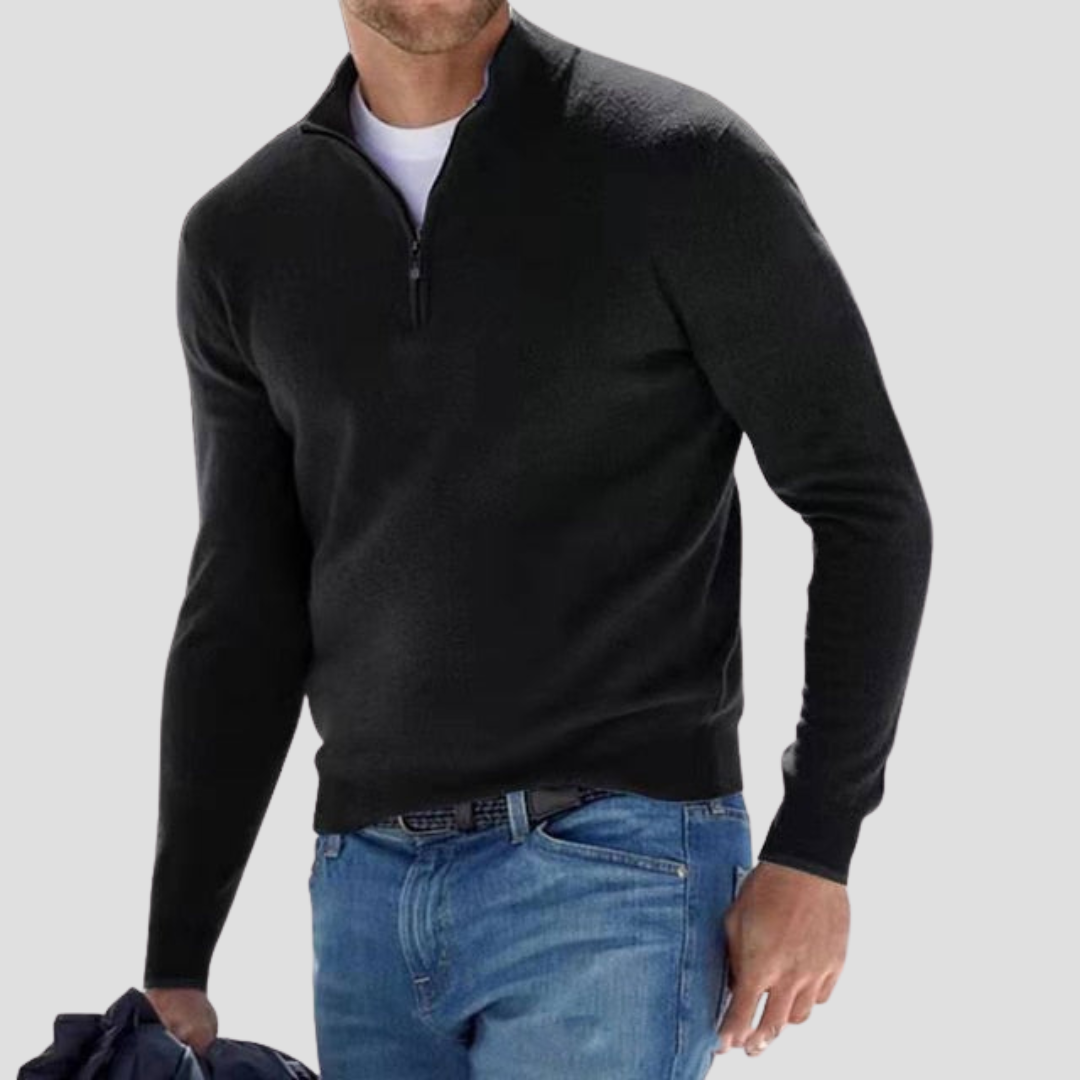 The Dervaux | Men’s Knitted Cotton Half-Zip Jumper