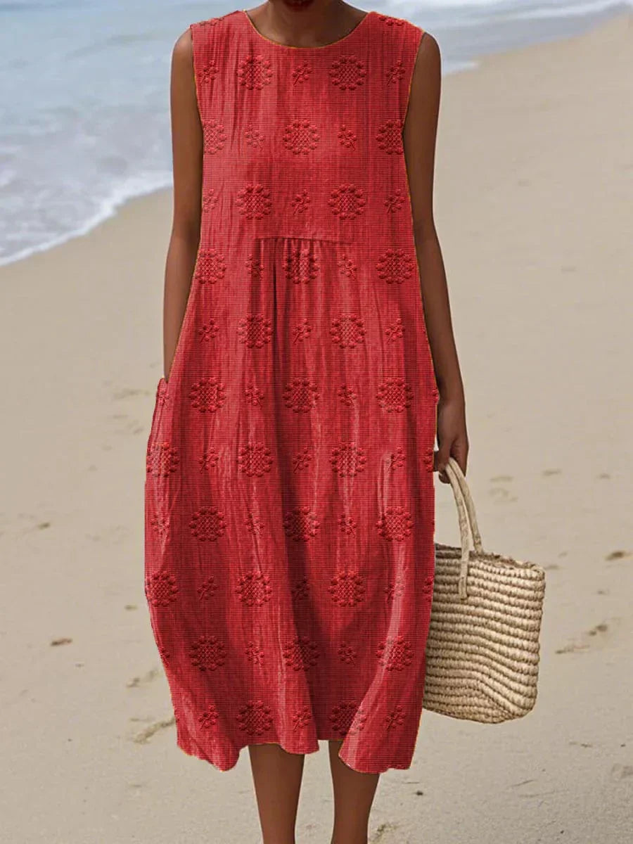 Lilith | Women’s Embroidered Sleeveless Midi Dress