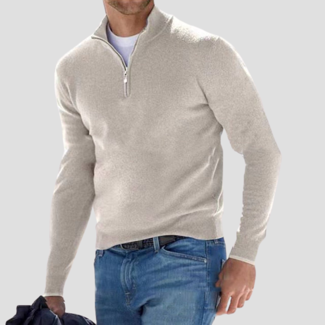 The Dervaux | Men’s Knitted Cotton Half-Zip Jumper