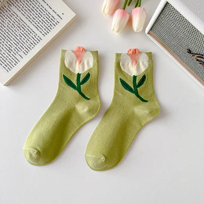 Wavelyn | Women’s Floral Cotton-Blend Socks – 5 Pack