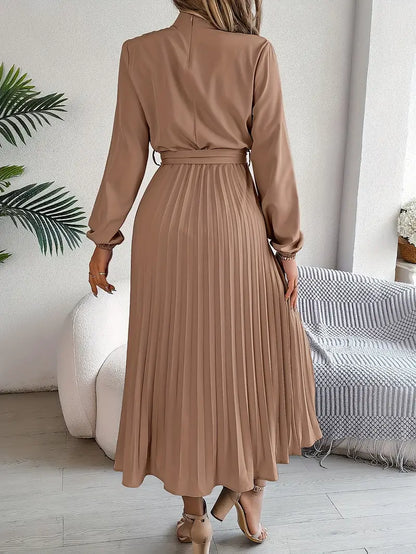 Presley | Women’s Pleated Belted Midi Dress