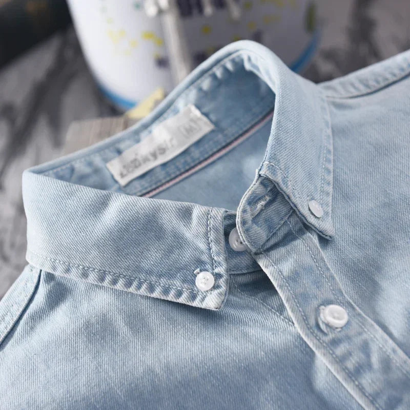 Caleon | Men’s Classic Denim Cotton Shirt