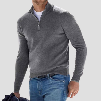 The Dervaux | Men’s Knitted Cotton Half-Zip Jumper