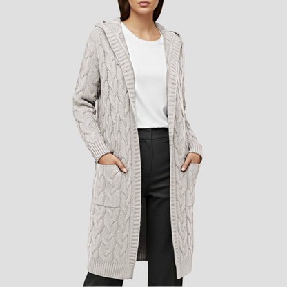 Sorellia | Women’s Knitted Long Cable Cardigan