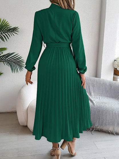 Presley | Women’s Pleated Belted Midi Dress