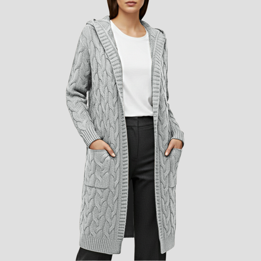 Sorellia | Women’s Knitted Long Cable Cardigan