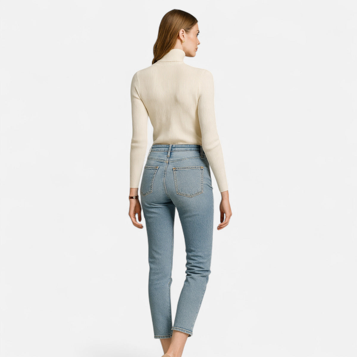 Jovetta | Women’s Ribbed Fold-Over Turtleneck Sweater