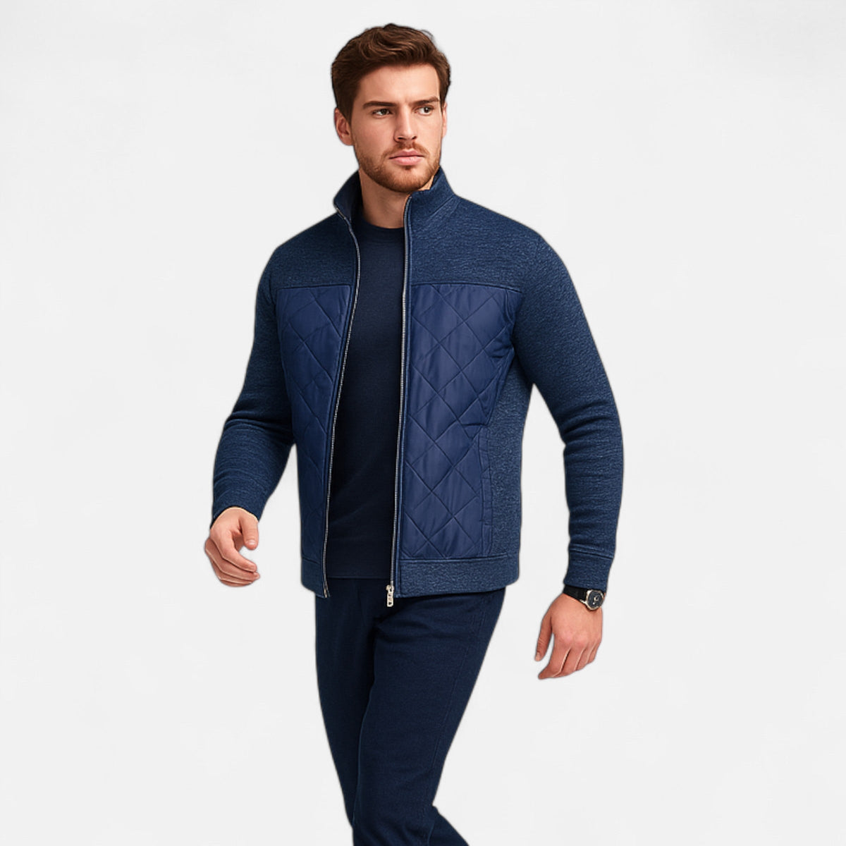Riverton | Men’s Zip Jacket – Refined Knit Autumn Elegance