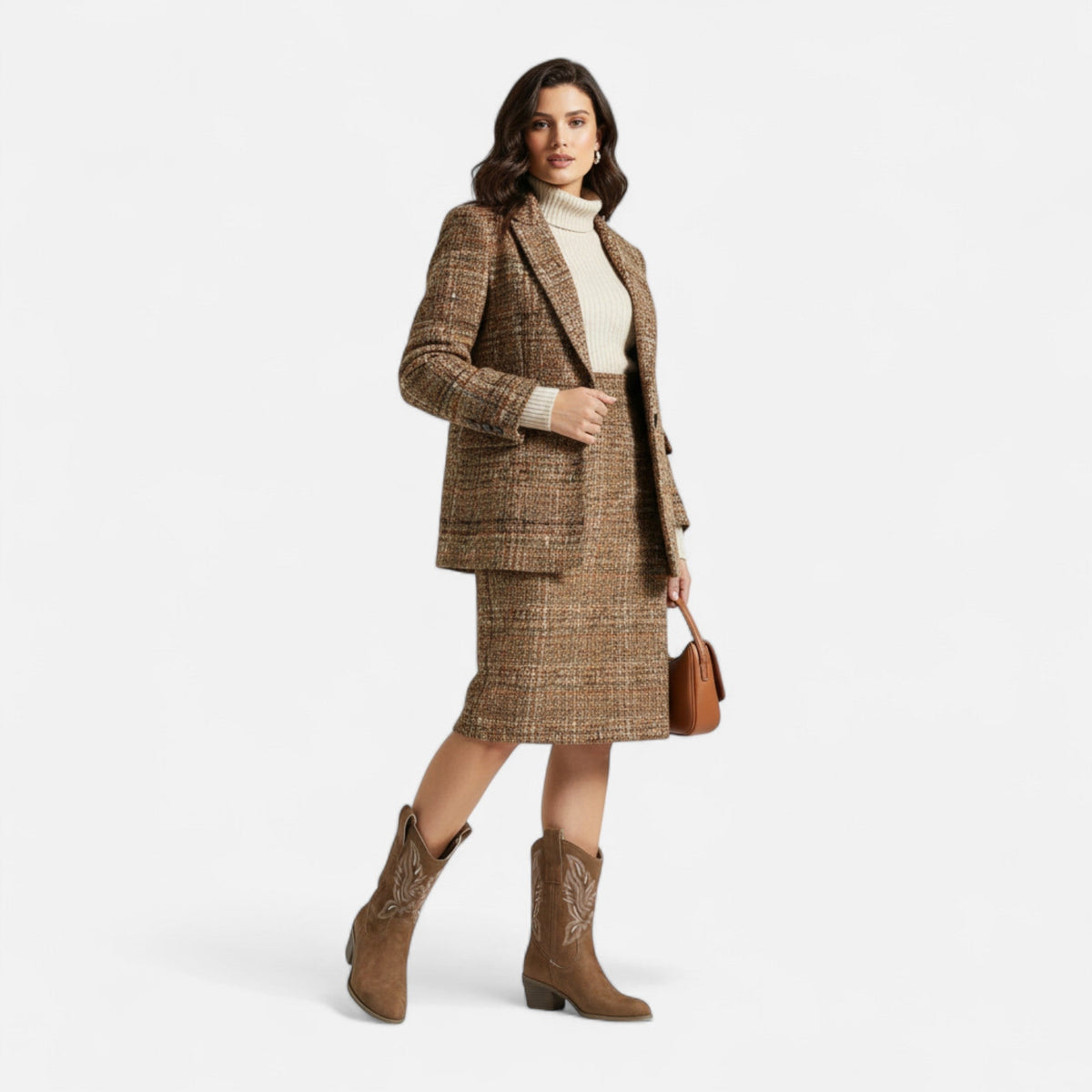 Quarelle | Women’s Suede Cowboy Boots – Vintage Chunky Heel