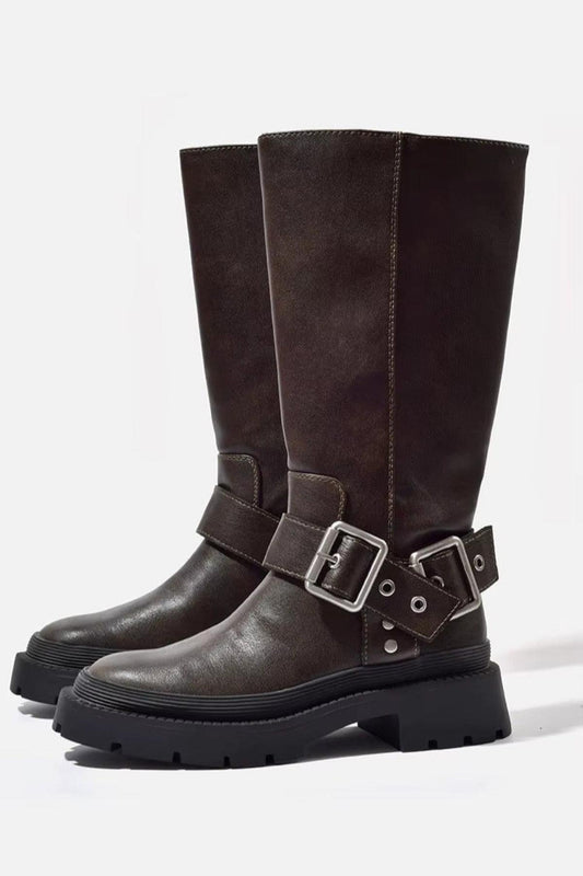 Rhea | Women’s Retro Buckled Knee-High Boots