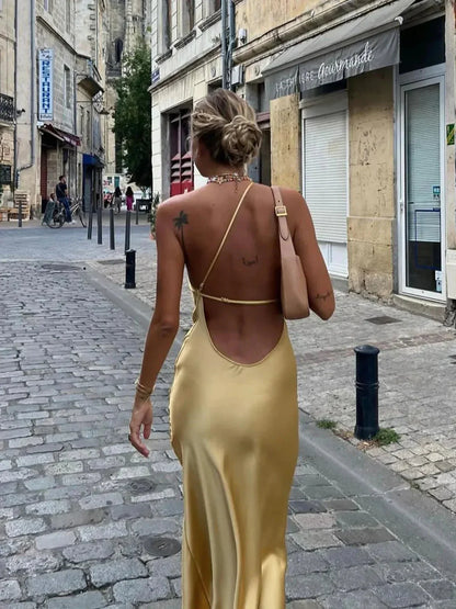 Amara | Satin Backless Maxi Dress