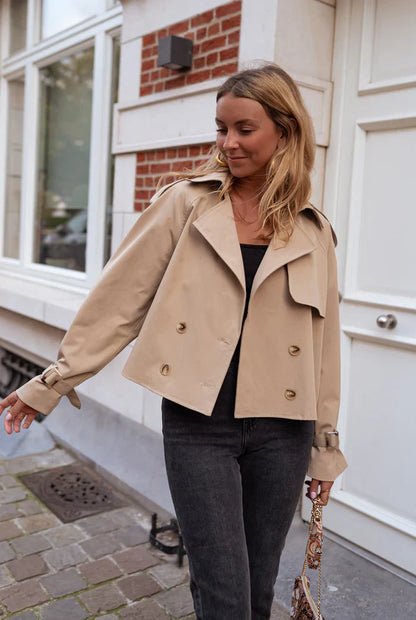 Cropped Double-Breasted Trench Coat | Women’s Tailored Outerwear