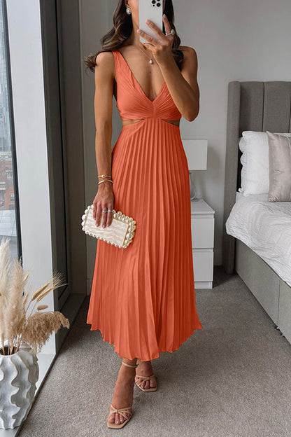 Aitana | Women’s V-Neck Pleated Maxi Dress