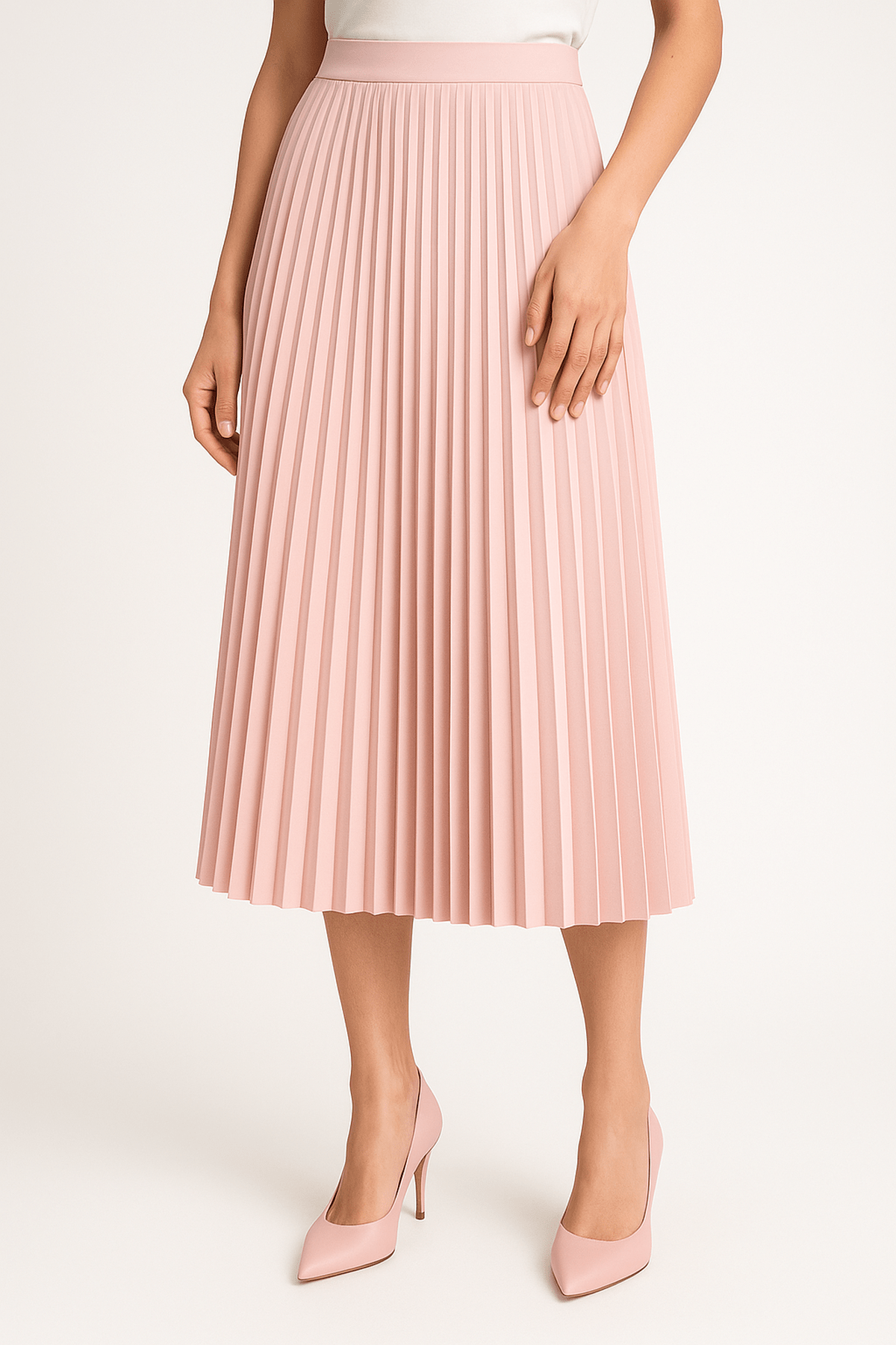 Helena | Women’s Pleated Satin Midi Skirt