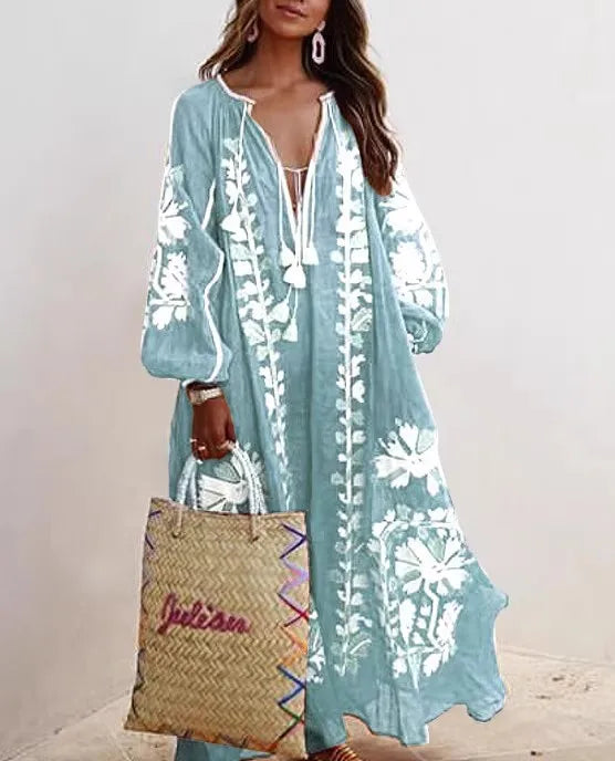 Xaviera | Women’s Embroidered Cotton Maxi Dress