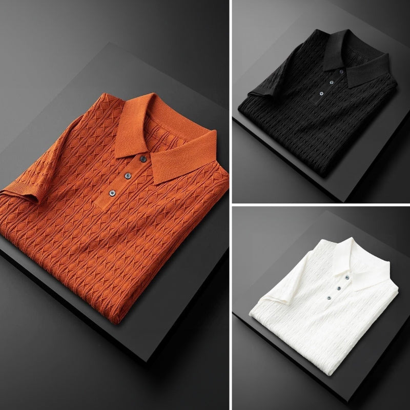 Jonathan | Men’s Elegance Diamond-Knit Polo Shirt