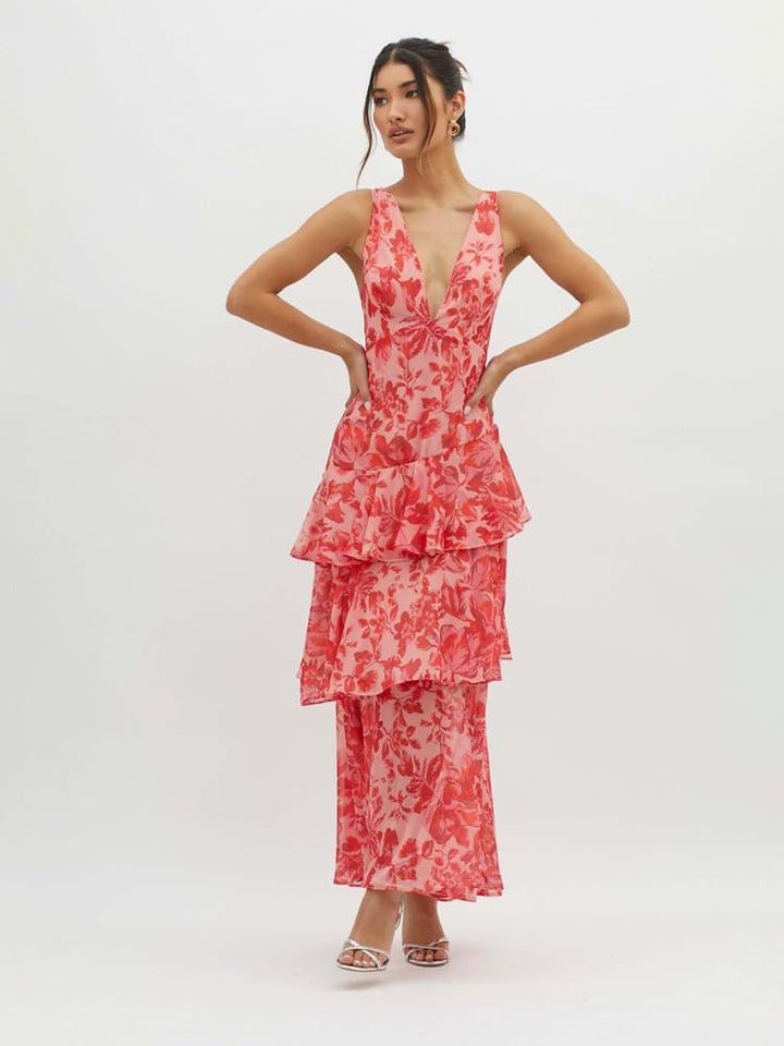 Veda | Layered Floral Midi Dress