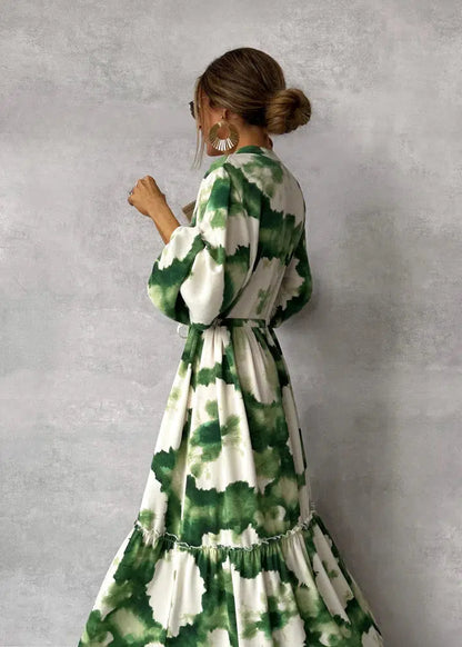 Alexa | Women’s Abstract Print V-Neck Maxi Dress