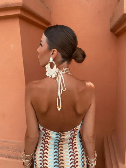 Marisela | Women’s Crochet Halterneck Maxi Dress