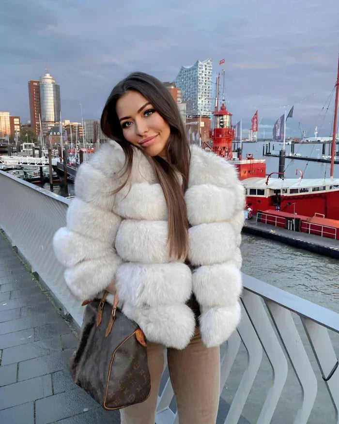Luxe Plush | Women’s Cropped Faux Fur Puffer Jacket