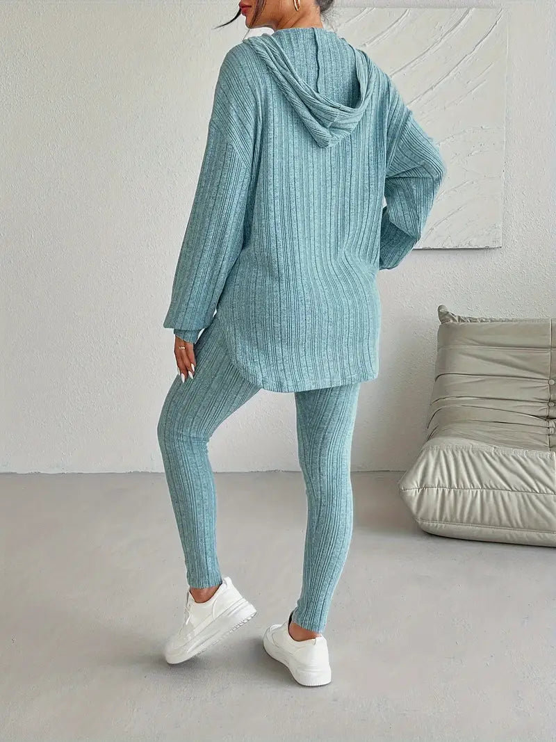 Xavine | Women’s Ribbed Knit Two-Piece Lounge Set