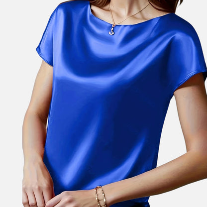 Quelloria | Women’s Satin Blouse – Short Sleeve Classic