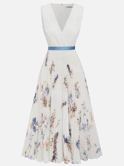 Amara | Women’s Sleeveless Midi Dress with Pleated Skirt