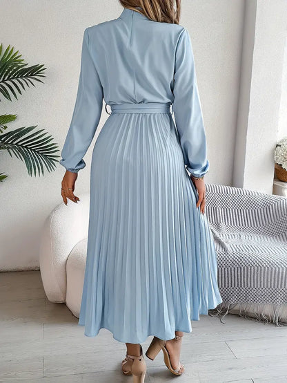Presley | Women’s Pleated Belted Midi Dress