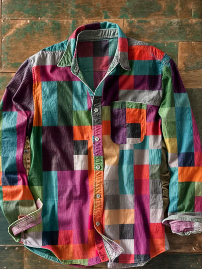 Richard | Men’s Long Sleeve Patchwork Shirt