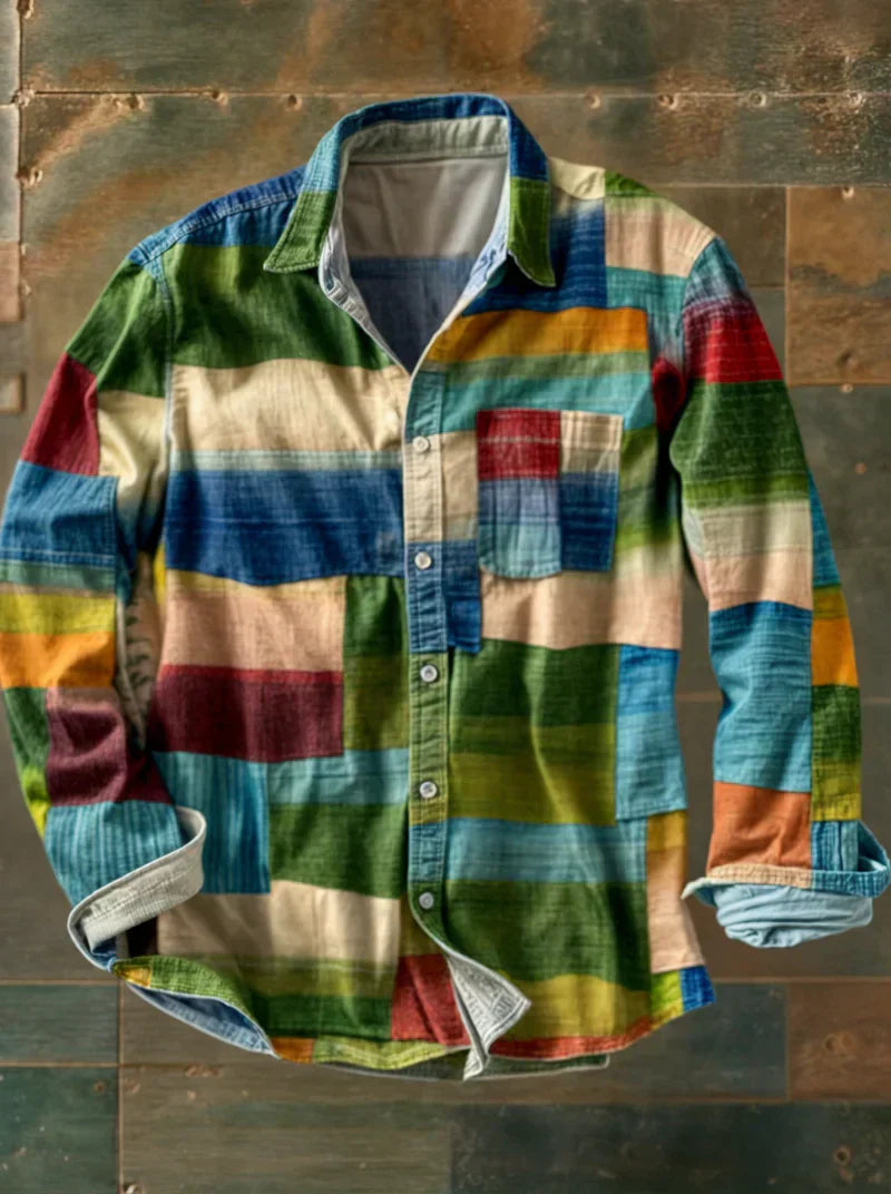 Richard | Men’s Long Sleeve Patchwork Shirt