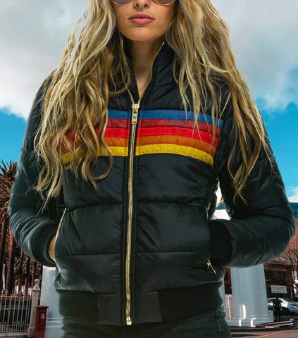 Cleo | Women’s Retro Color Block Puffer Jacket