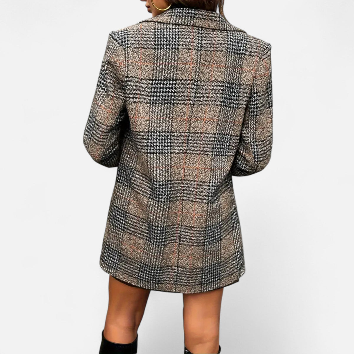 Quessina | Women’s Classic Coat – Houndstooth Timeless Sophistication