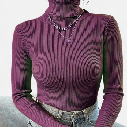 Jovetta | Women’s Ribbed Fold-Over Turtleneck Sweater